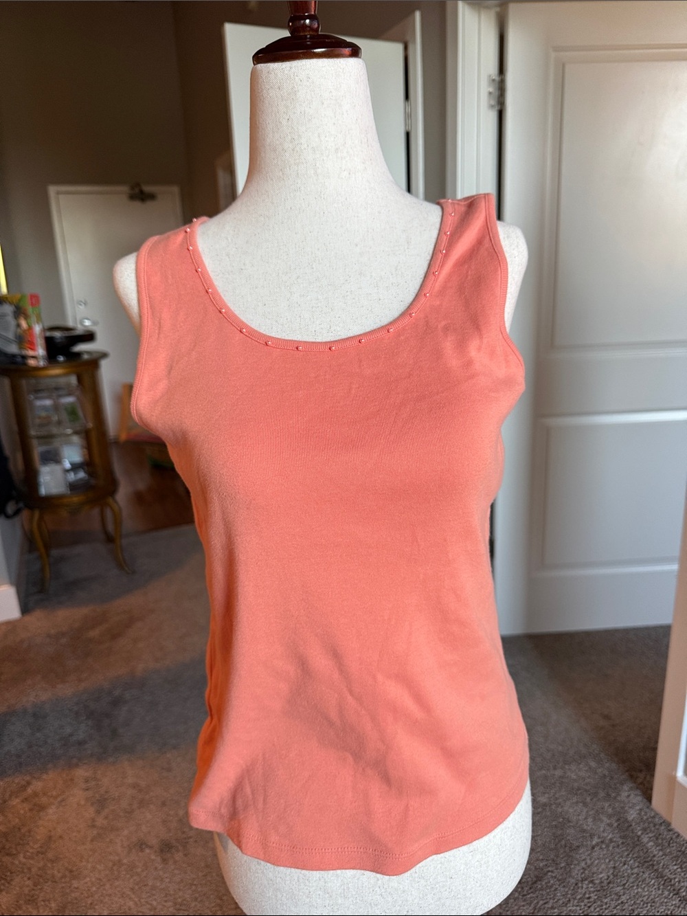 JH Collectibles Coral Bead-Trim Scoop Neck Tank